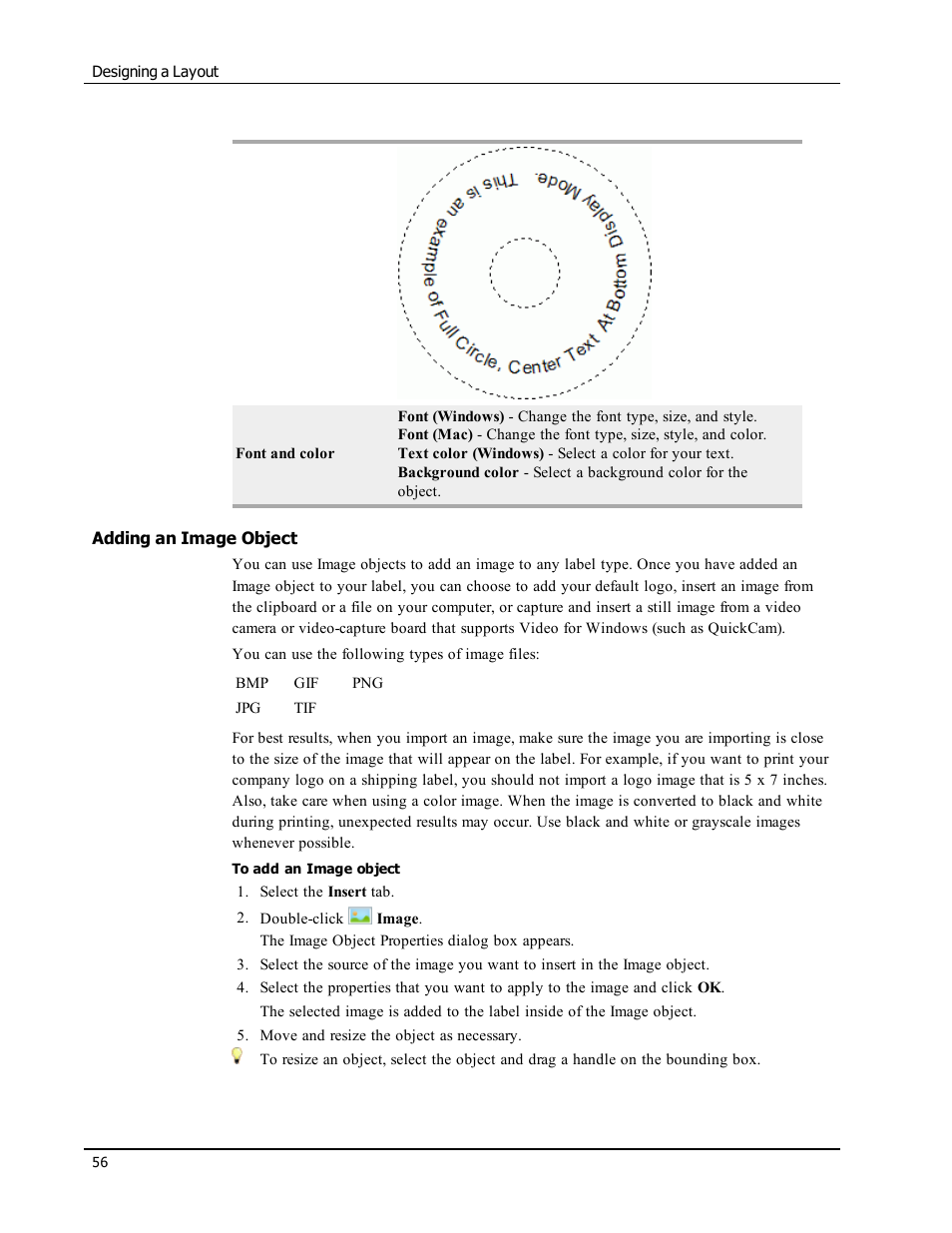 Adding an image object, Image | Dymo LabelWriter 450 Turbo Software Manual User Manual | Page 64 / 118