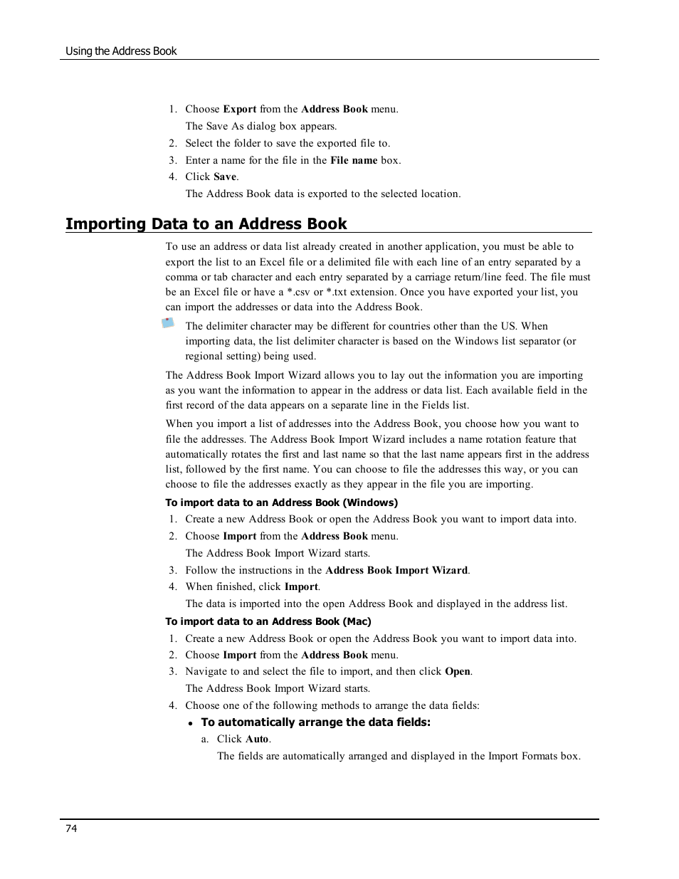 Importing data to an address book | Dymo LabelWriter 450 Turbo Software Manual User Manual | Page 82 / 118