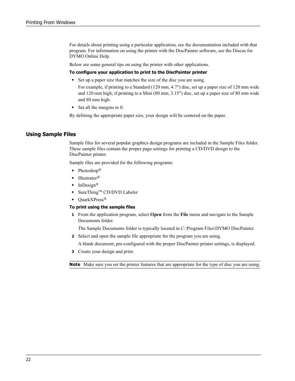 Using sample files | Dymo Disc Painter User Manual | Page 26 / 56