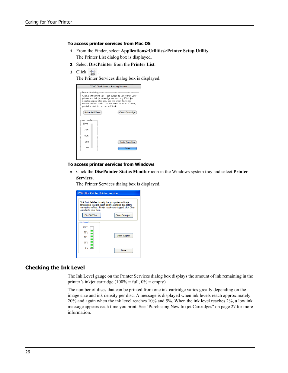 Checking the ink level | Dymo Disc Painter User Manual | Page 30 / 56