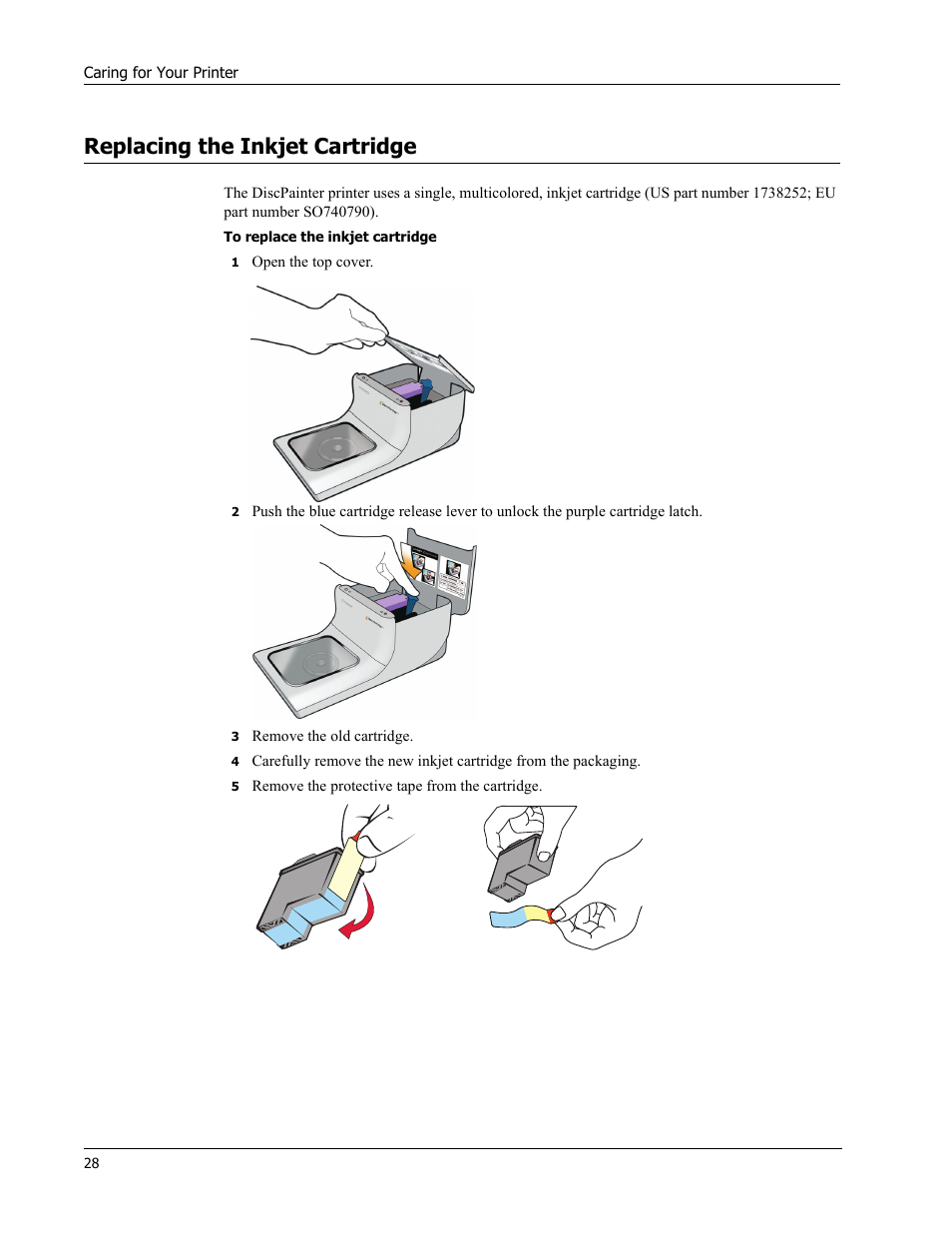 Replacing the inkjet cartridge | Dymo Disc Painter User Manual | Page 32 / 56