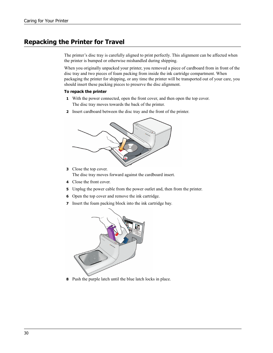 Repacking the printer for travel | Dymo Disc Painter User Manual | Page 34 / 56