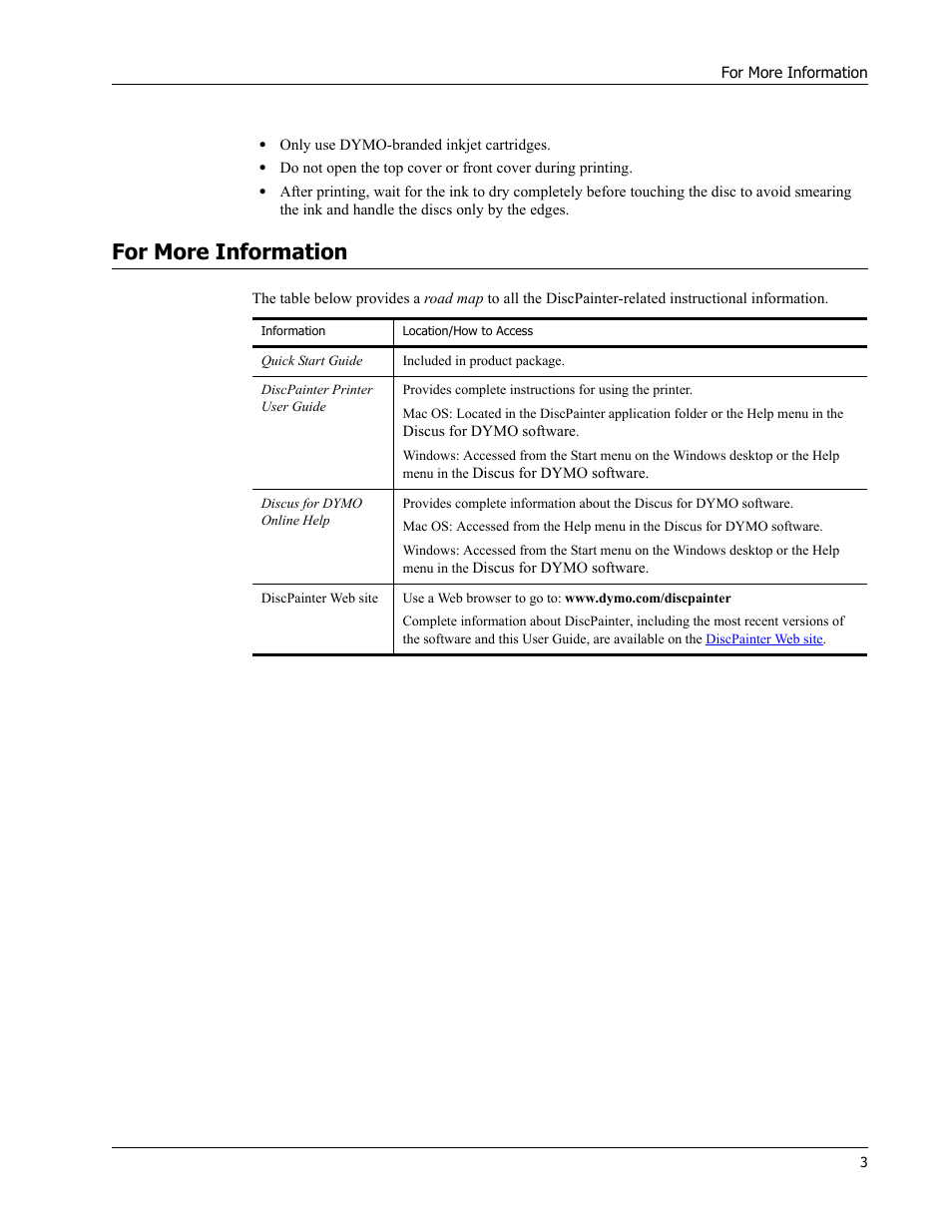 For more information | Dymo Disc Painter User Manual | Page 7 / 56