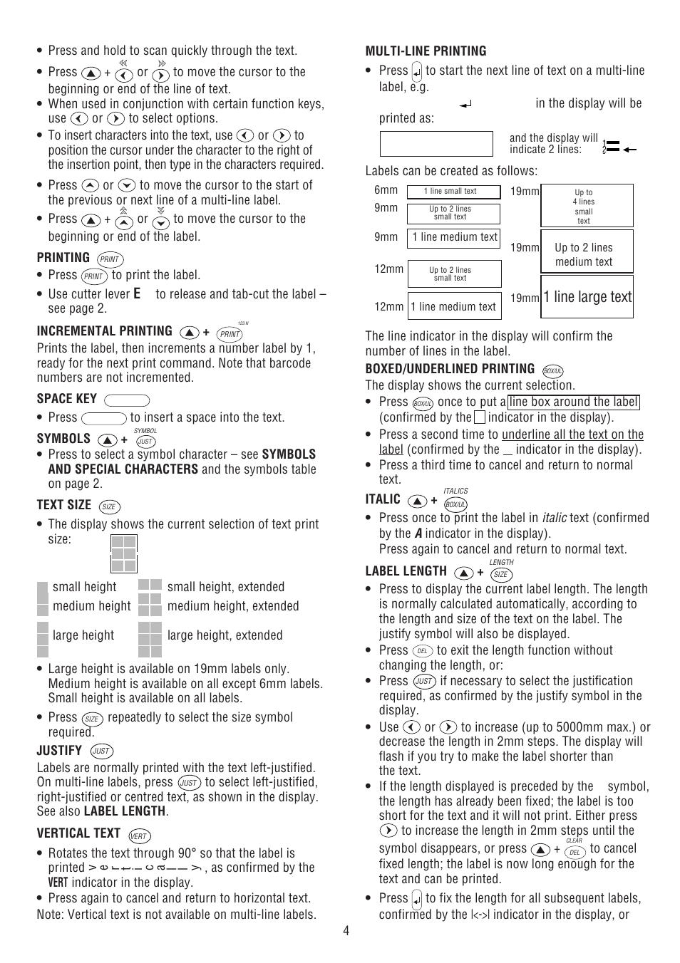 1 line large text | Dymo 2000 User Manual | Page 3 / 5