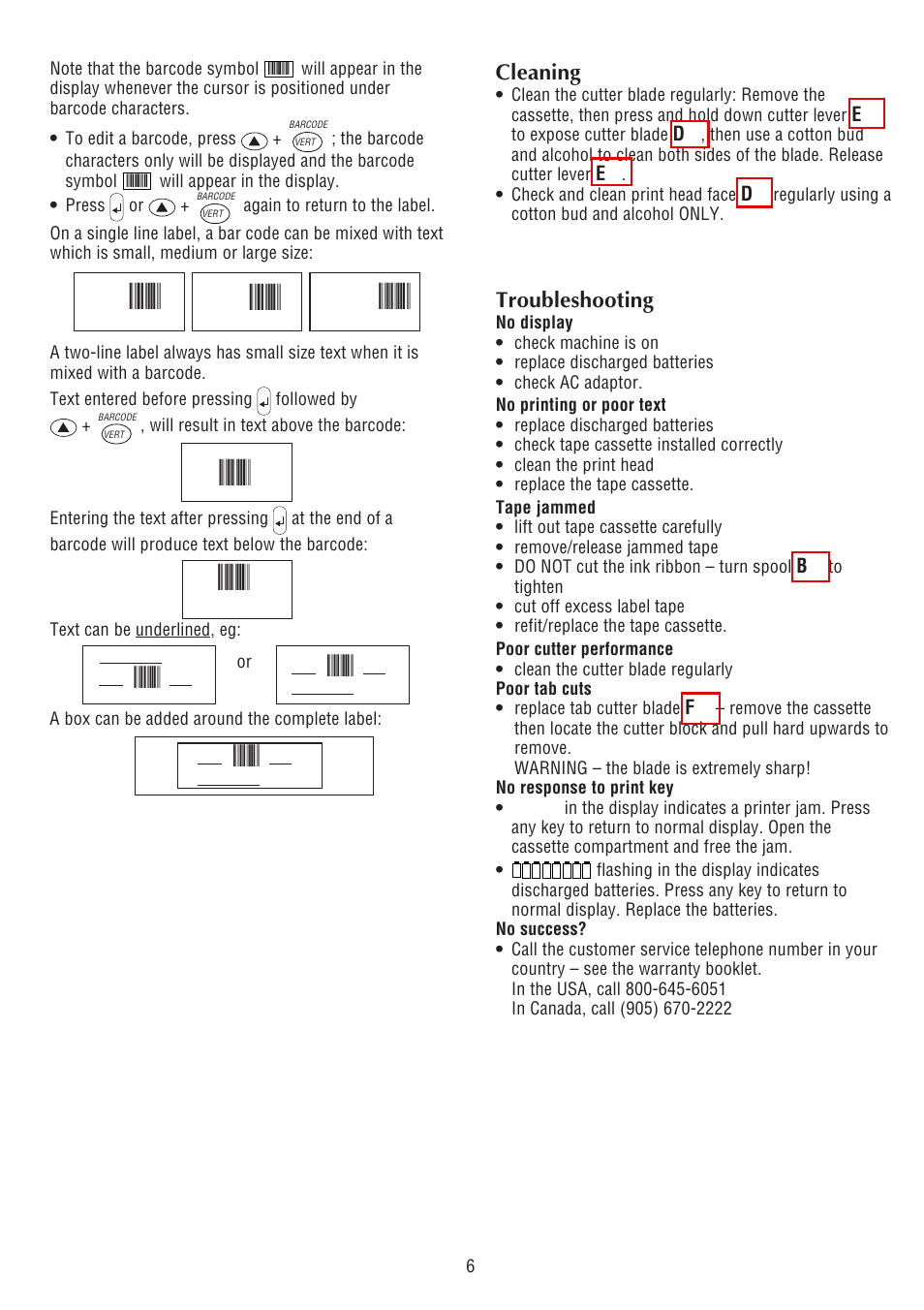 Troubleshooting, Cleaning | Dymo 2000 User Manual | Page 5 / 5