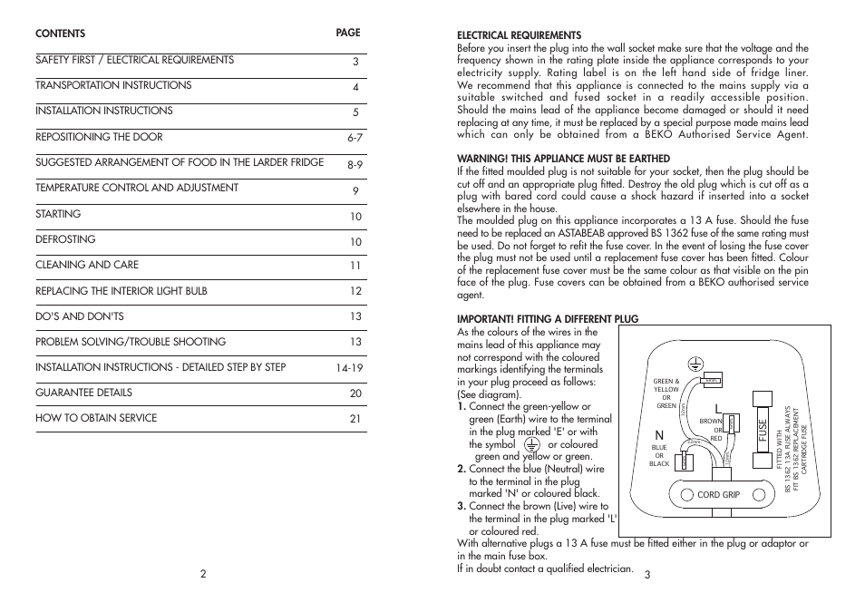 Beko BL20 User Manual | Page 3 / 12