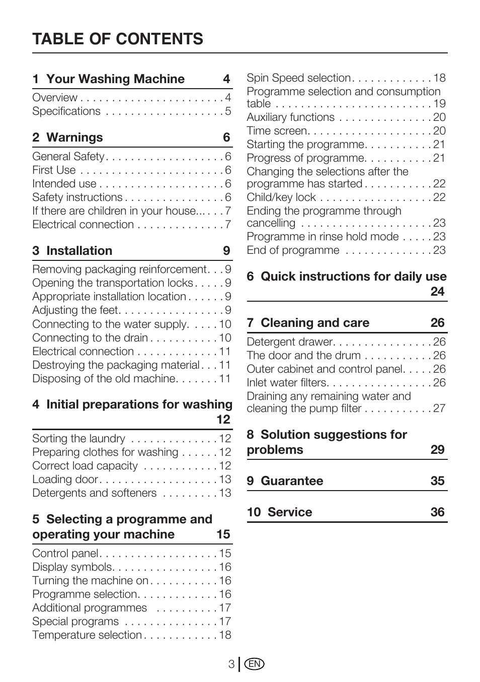 Beko WME 8227 W User Manual | Page 3 / 40