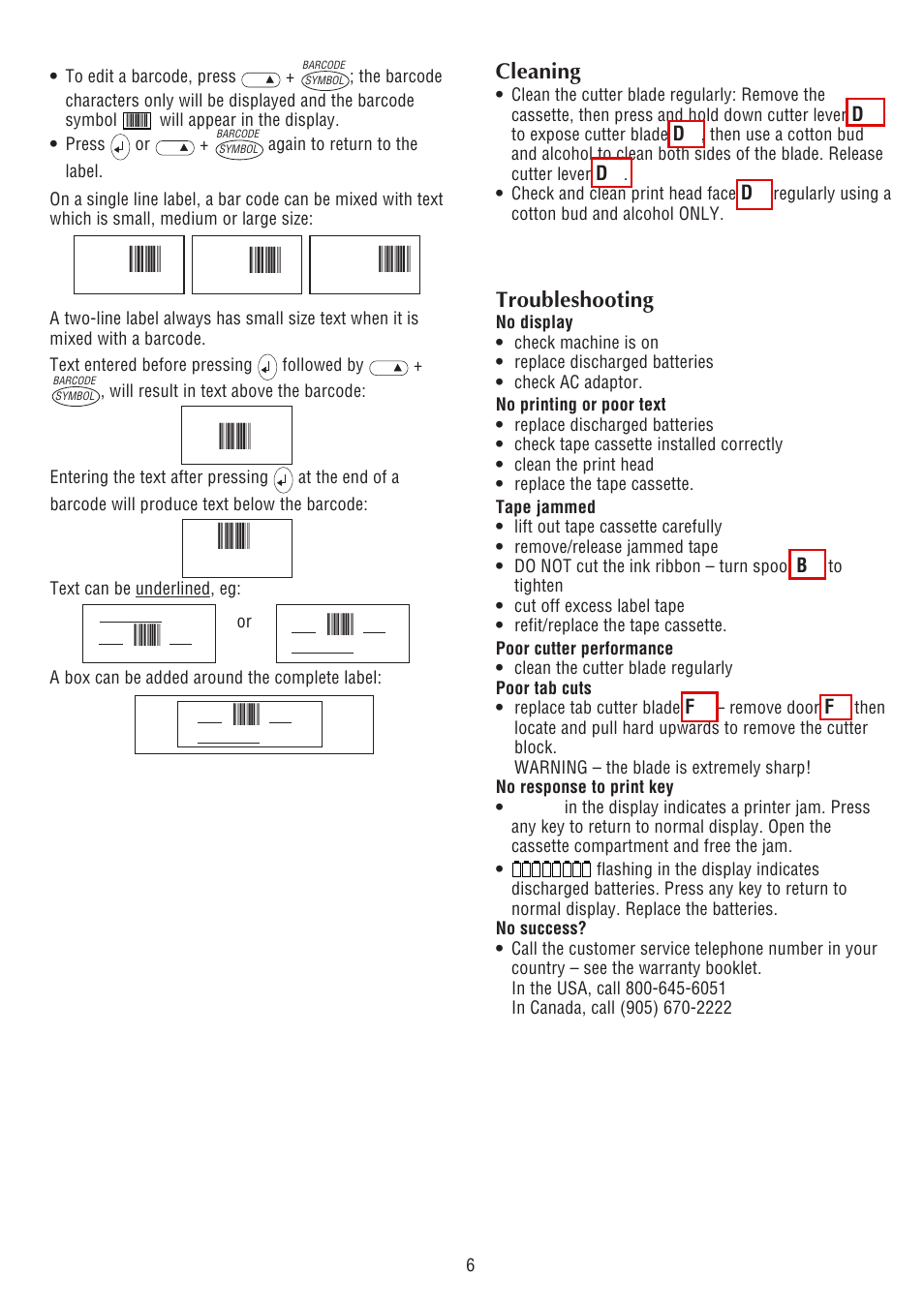 Troubleshooting, Cleaning | Dymo 5500 User Manual | Page 5 / 5