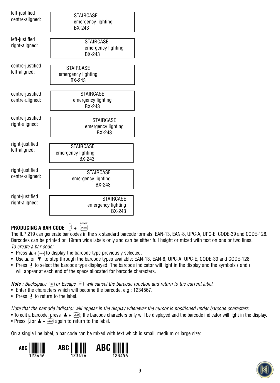 Producing a bar code | Dymo ILP219 User Manual | Page 12 / 40