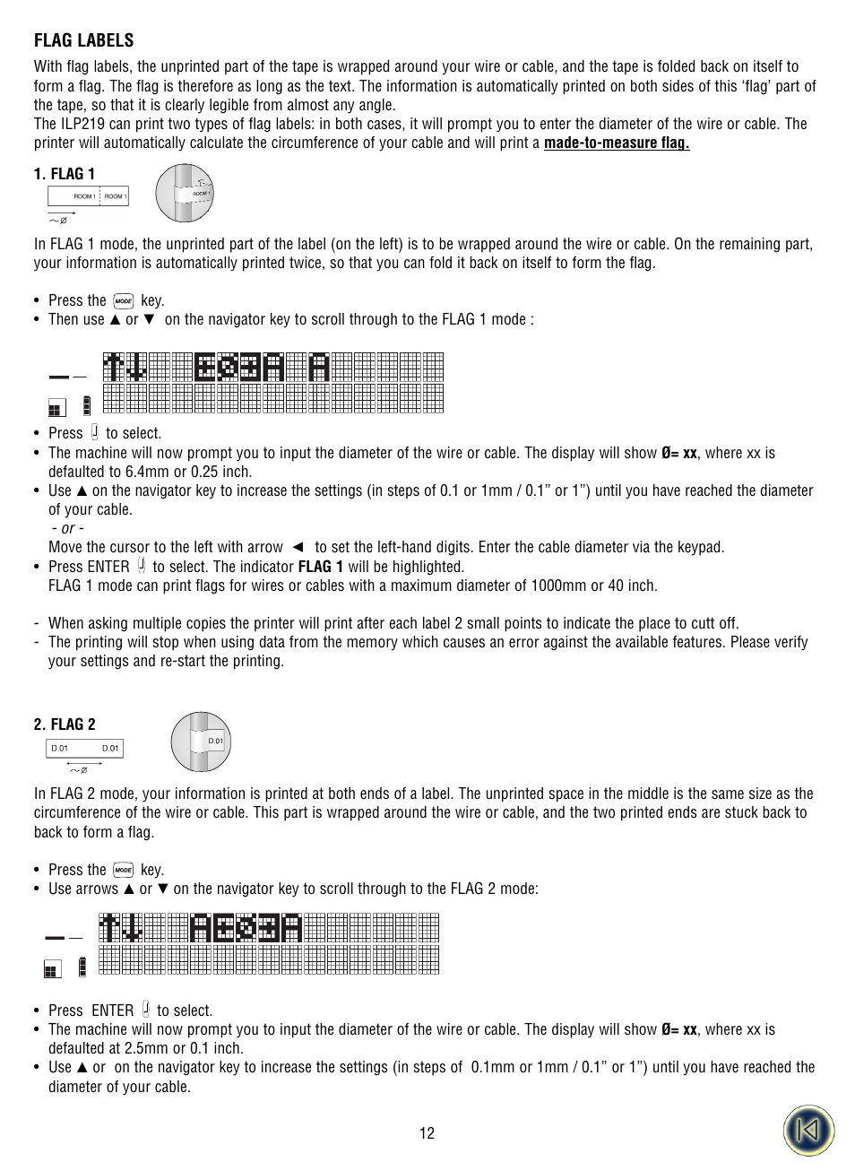 Flag labels | Dymo ILP219 User Manual | Page 15 / 40