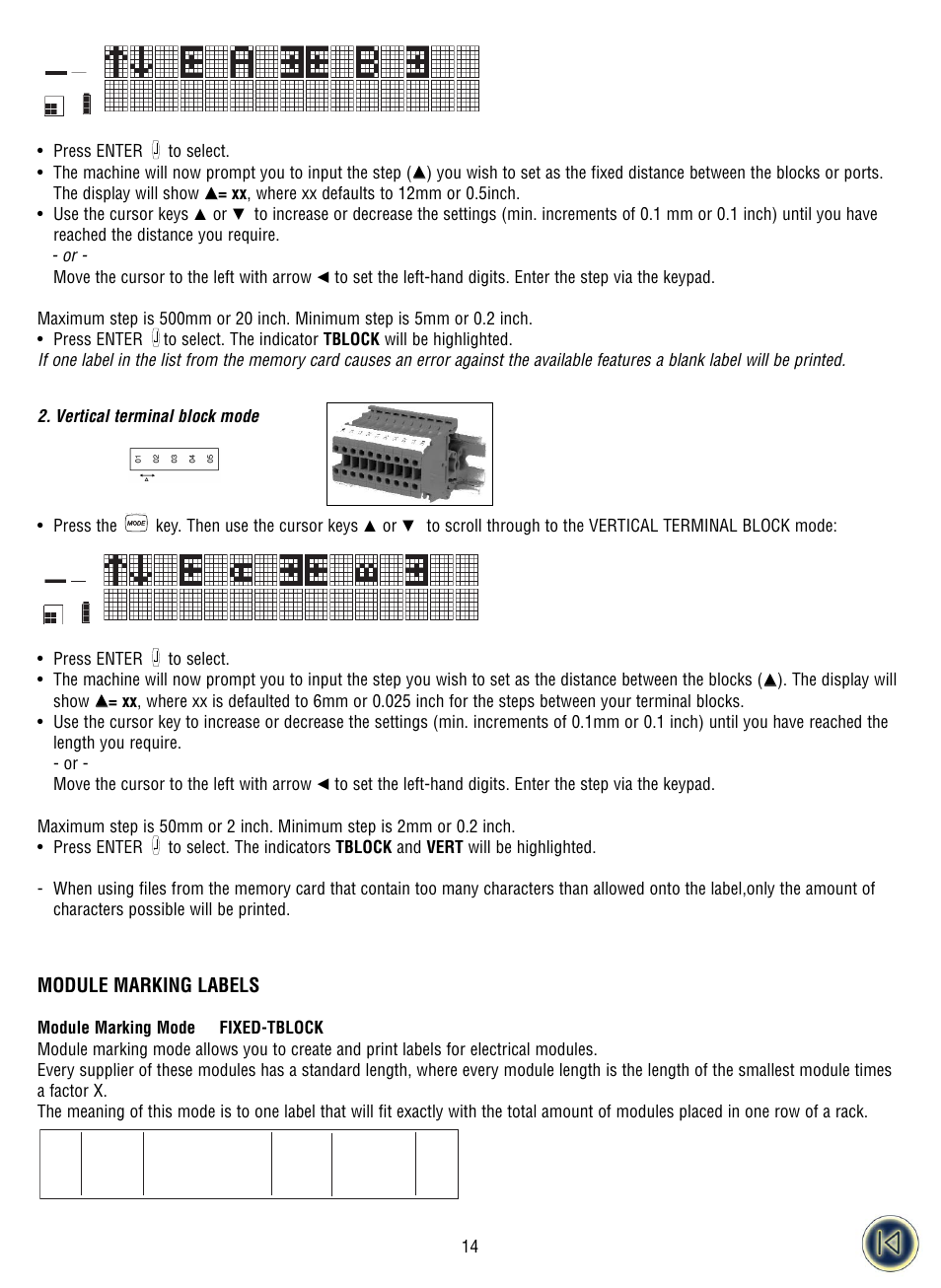 Module marking labels | Dymo ILP219 User Manual | Page 17 / 40