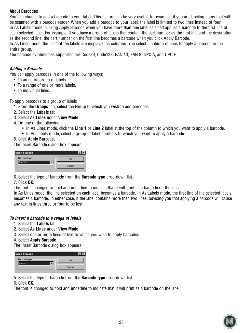 About barcodes | Dymo ILP219 User Manual | Page 30 / 40