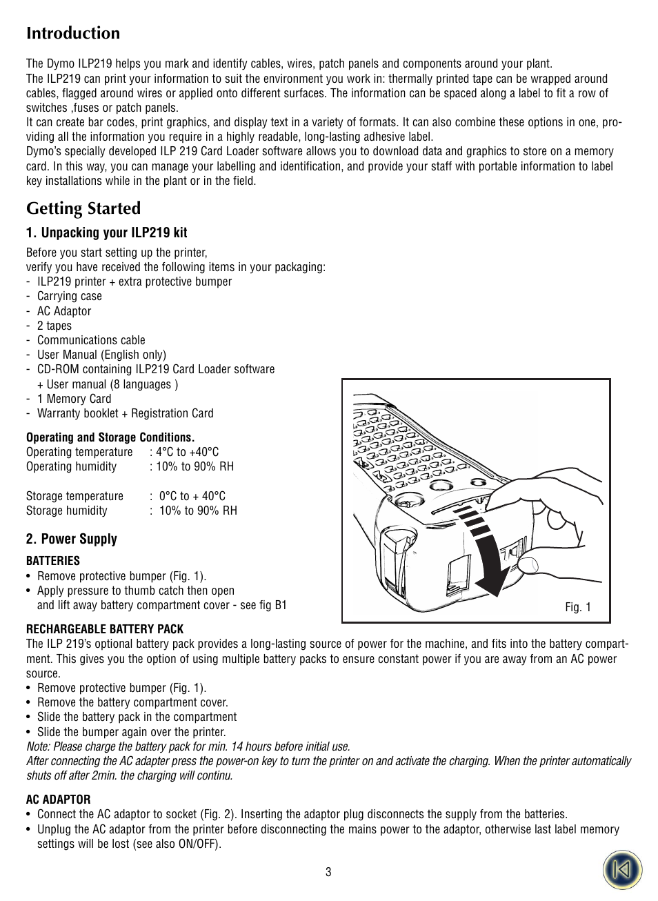 Introduction, Getting started, Unpacking your ilp219 kit | Power supply | Dymo ILP219 User Manual | Page 6 / 40
