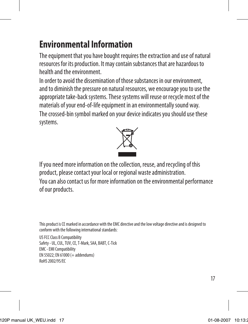 Environmental information | Dymo LabelManager 120P User Manual | Page 17 / 20