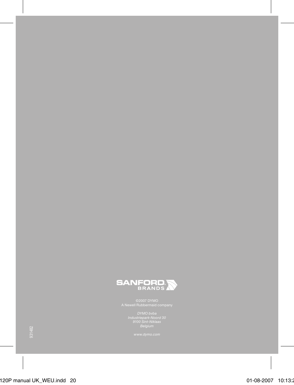 Dymo LabelManager 120P User Manual | Page 20 / 20