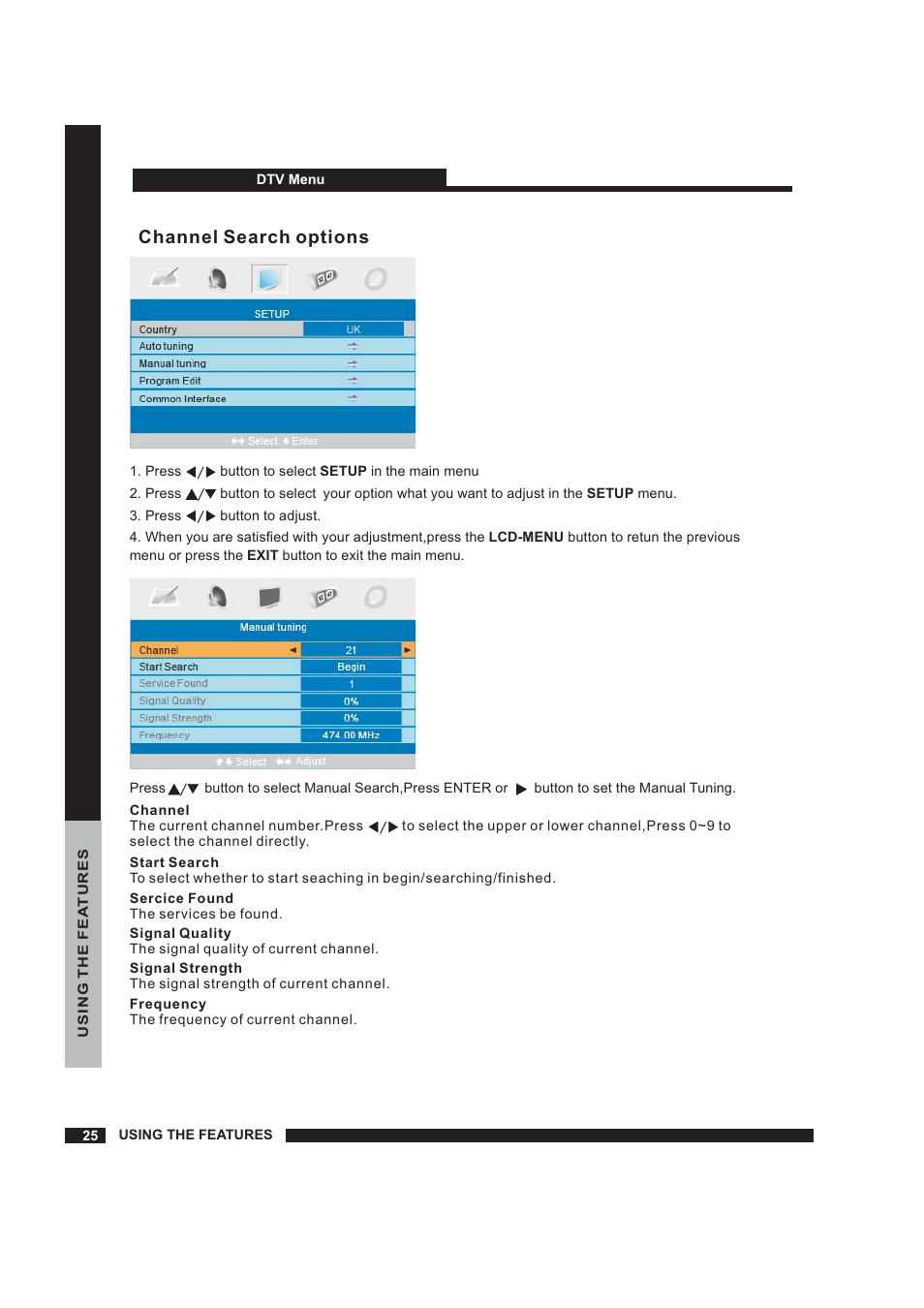 Setup, Channel search options | Beko 22WLM550DHID User Manual | Page 26 / 33