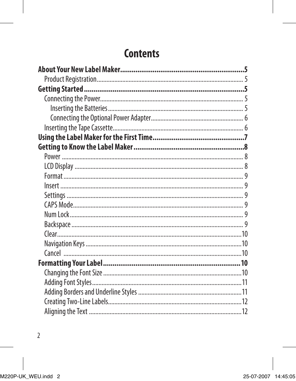 Dymo LabelManager 220P User Manual | Page 2 / 26