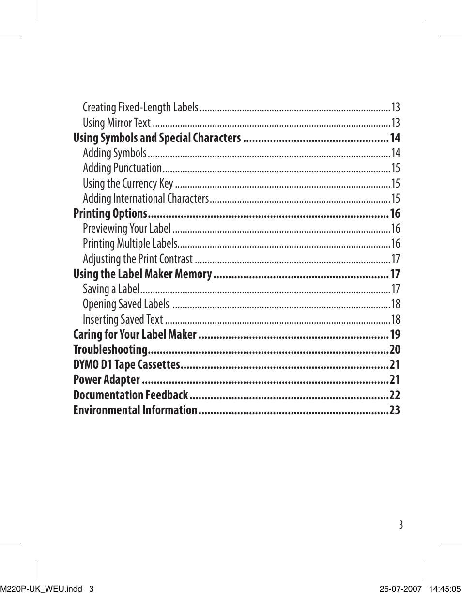 Dymo LabelManager 220P User Manual | Page 3 / 26