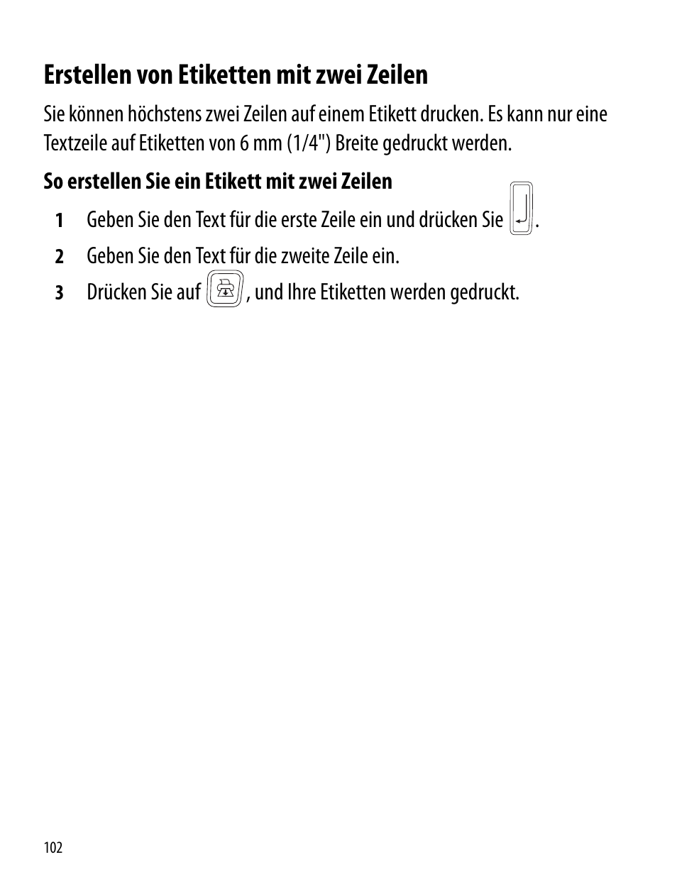 Erstellen von etiketten mit zwei zeilen | Dymo LabelManager 260P User Manual | Page 102 / 114