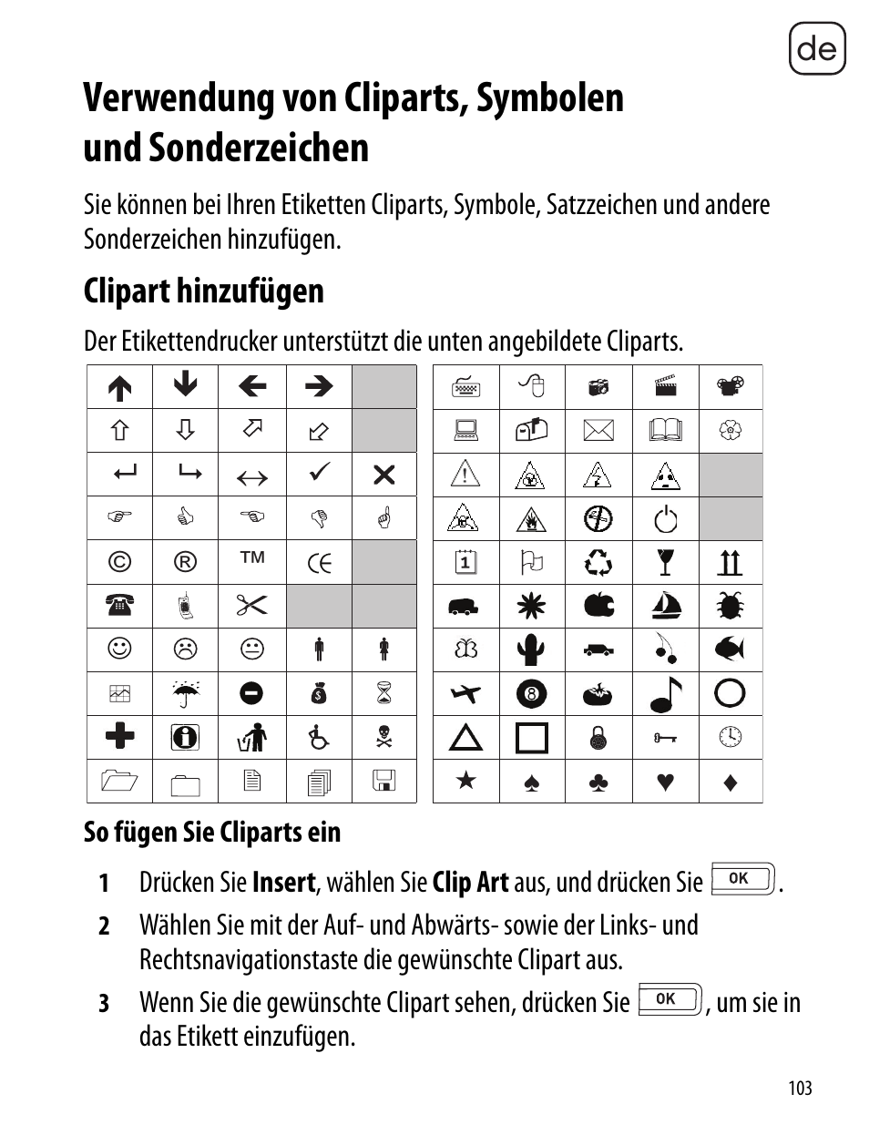 Clipart hinzufügen | Dymo LabelManager 260P User Manual | Page 103 / 114