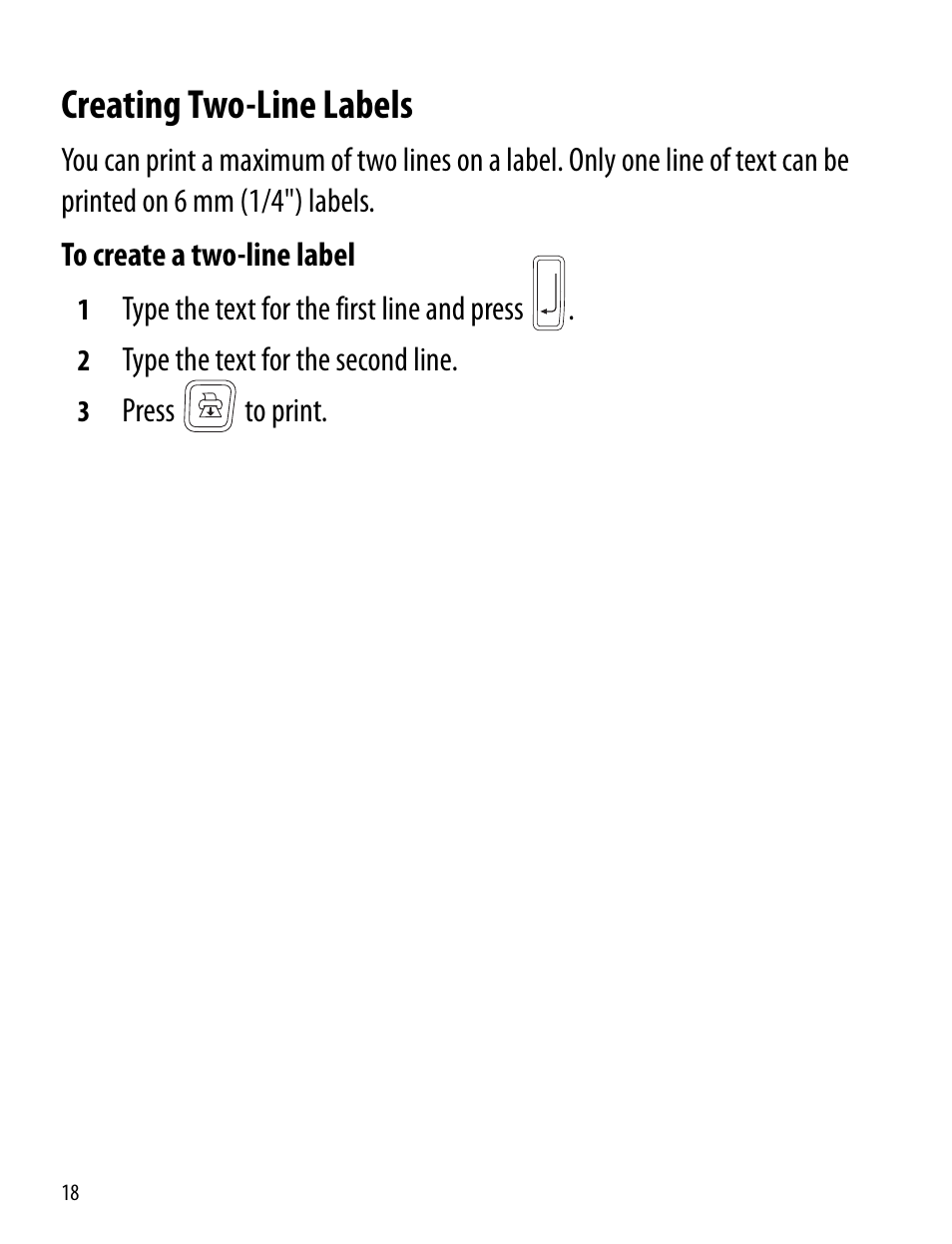 Creating two-line labels | Dymo LabelManager 260P User Manual | Page 18 / 114