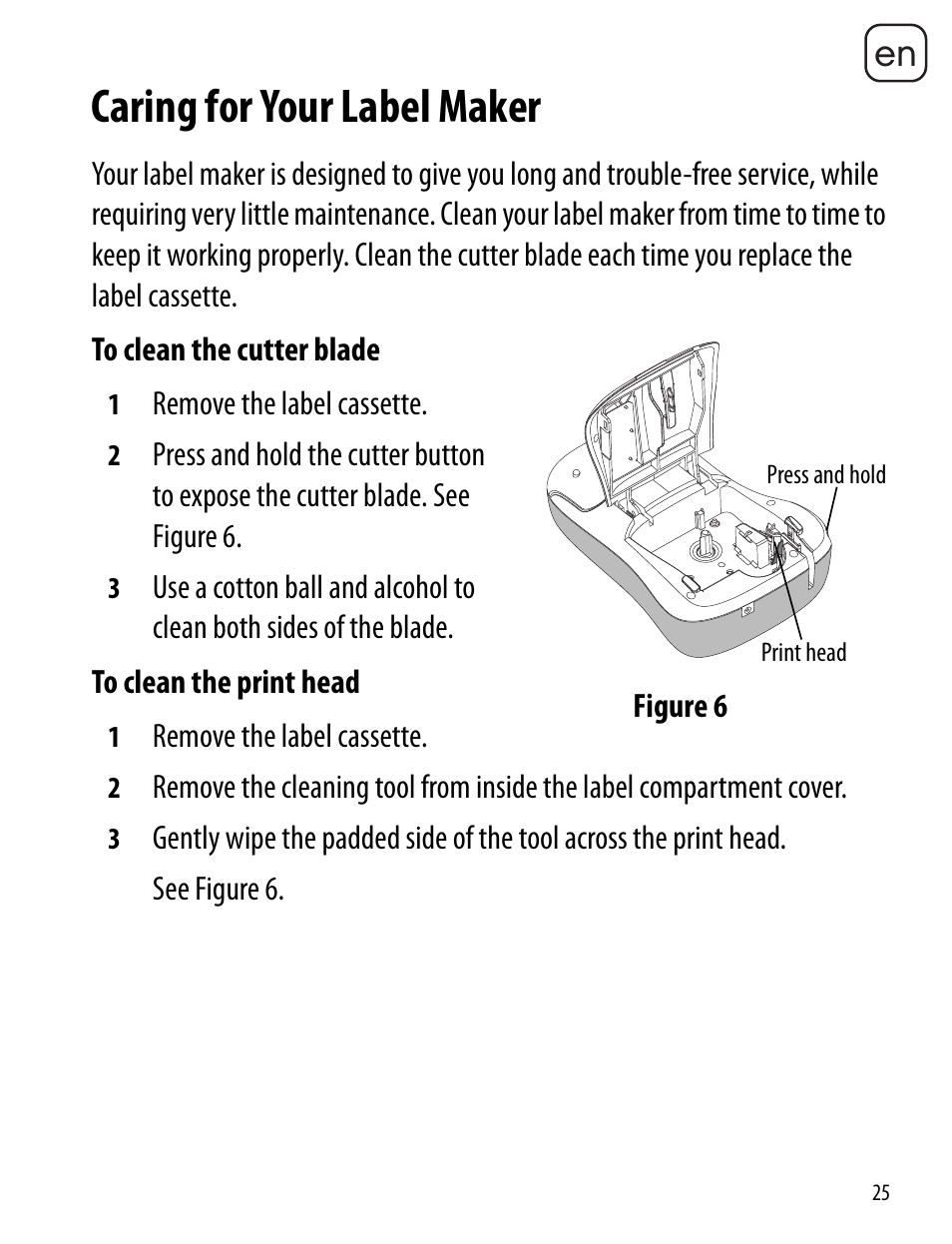 Caring for your label maker | Dymo LabelManager 260P User Manual | Page 25 / 114