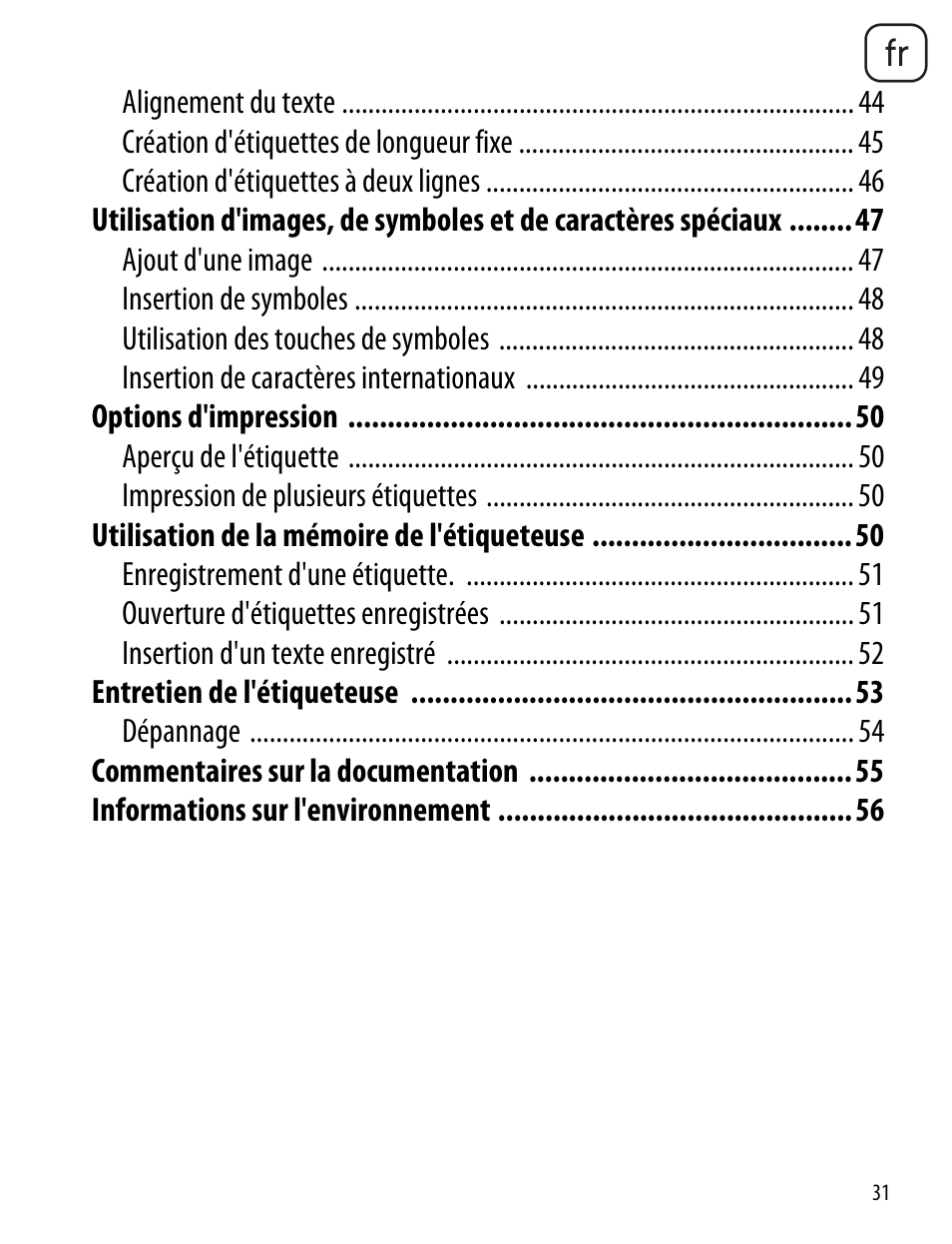 En fr | Dymo LabelManager 260P User Manual | Page 31 / 114