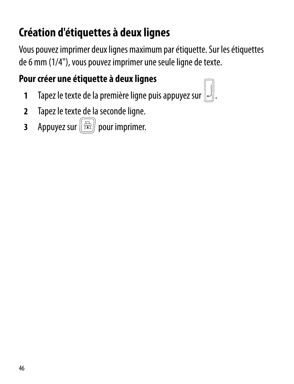 Création d'étiquettes à deux lignes | Dymo LabelManager 260P User Manual | Page 46 / 114