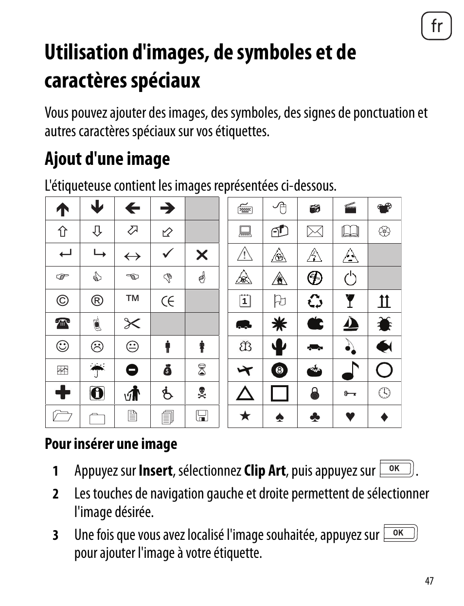 Ajout d'une image | Dymo LabelManager 260P User Manual | Page 47 / 114