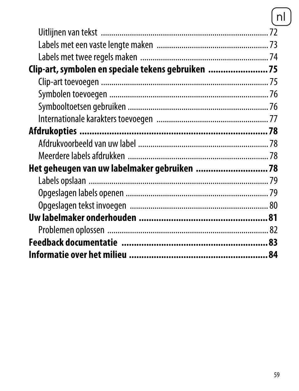 En nl | Dymo LabelManager 260P User Manual | Page 59 / 114