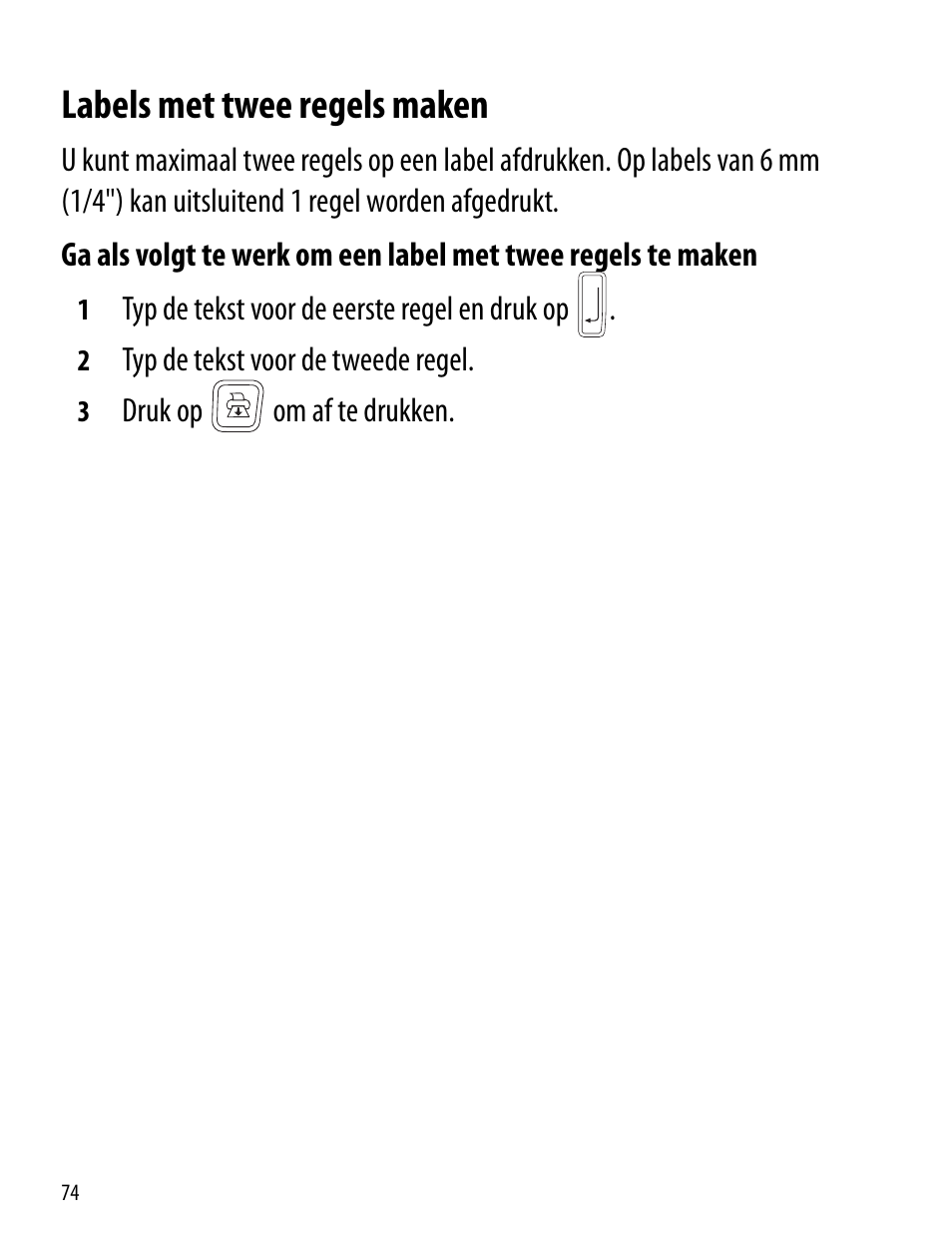 Labels met twee regels maken | Dymo LabelManager 260P User Manual | Page 74 / 114