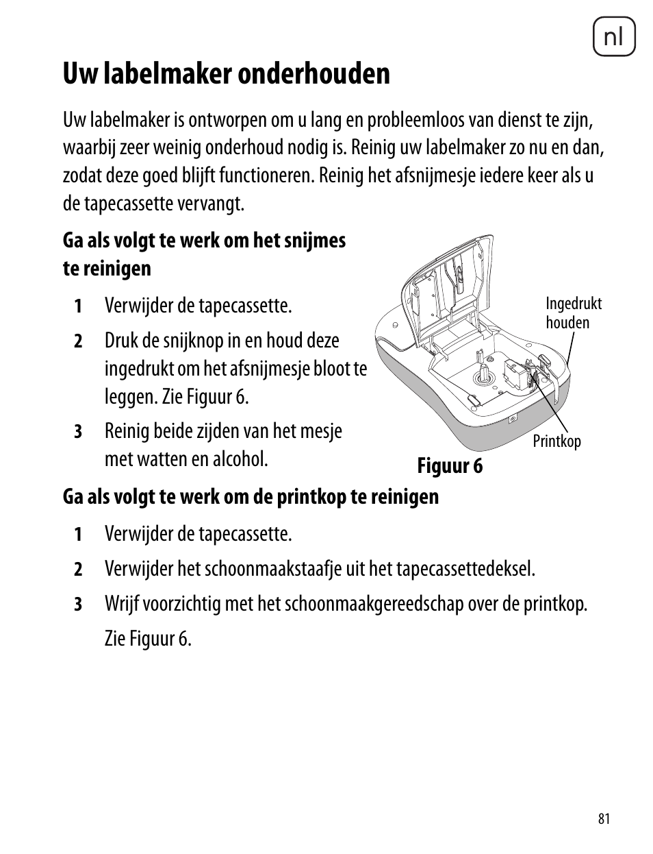 Uw labelmaker onderhouden | Dymo LabelManager 260P User Manual | Page 81 / 114