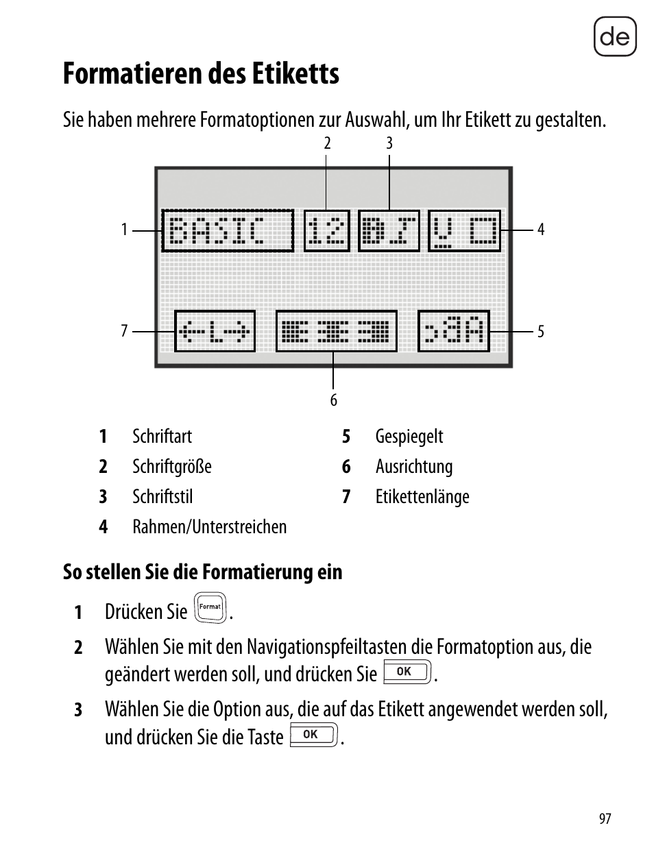 Formatieren des etiketts | Dymo LabelManager 260P User Manual | Page 97 / 114