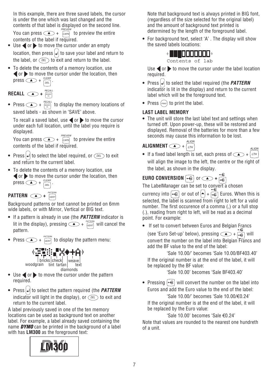 Dymo, Lm300 | Dymo LabelManager 300 User Manual | Page 11 / 12