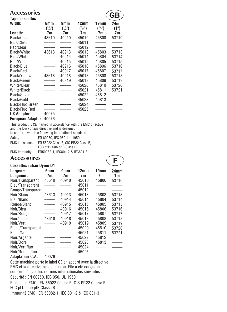 Accessoires, Accessories | Dymo LabelManager 300 User Manual | Page 2 / 12