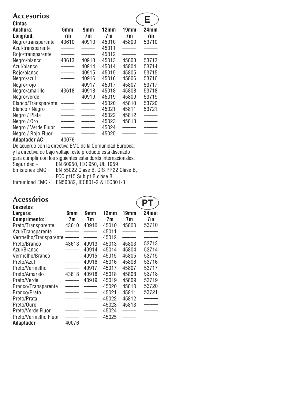 Accesorios, Acessórios | Dymo LabelManager 300 User Manual | Page 4 / 12