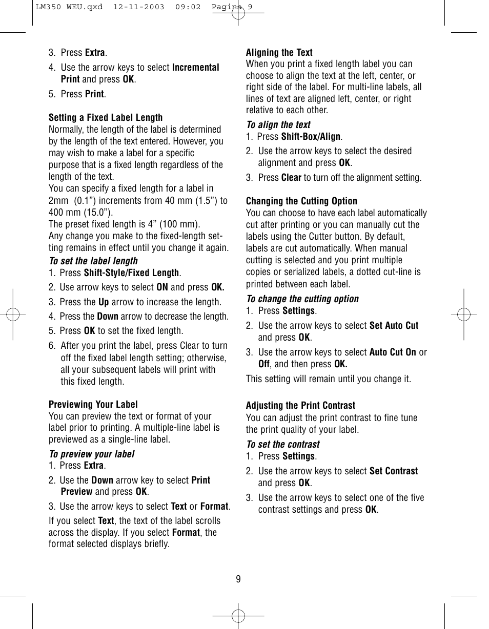 Dymo LabelManager 350 User Manual | Page 9 / 13