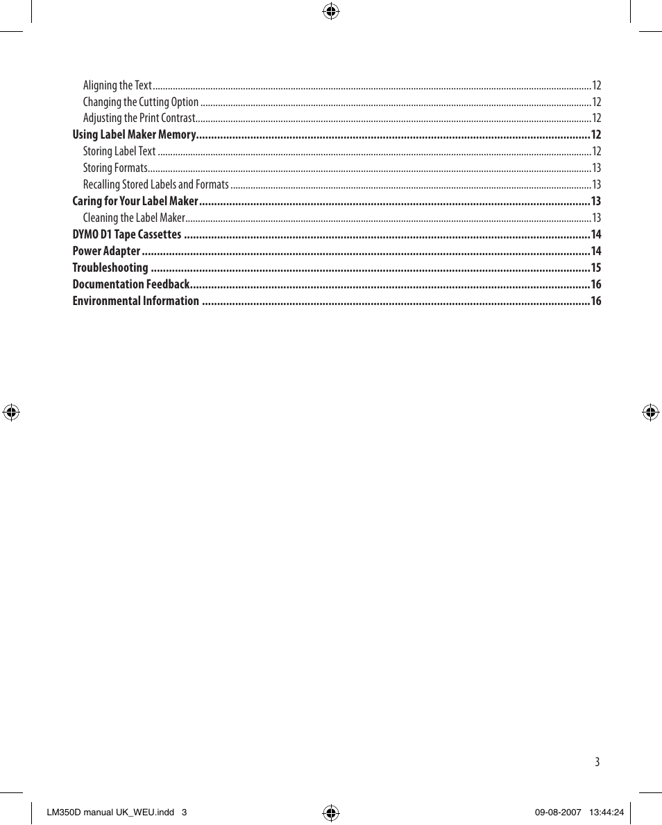 Dymo LabelManager 350D User Manual | Page 3 / 20