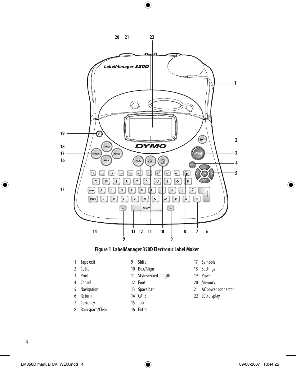 Dymo LabelManager 350D User Manual | Page 4 / 20