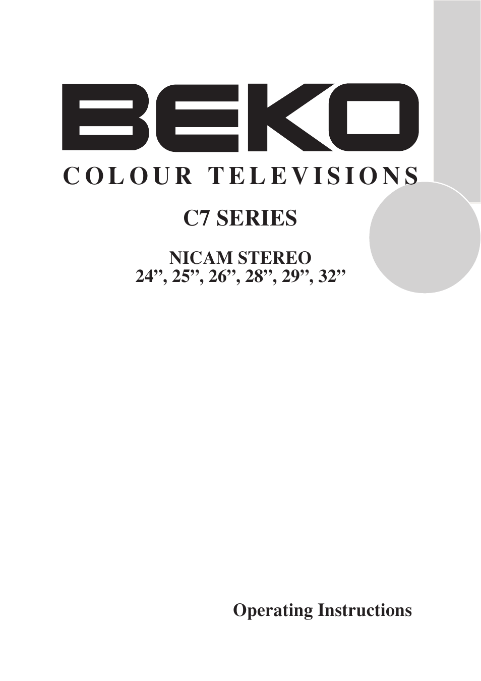 Beko C7 User Manual | 30 pages