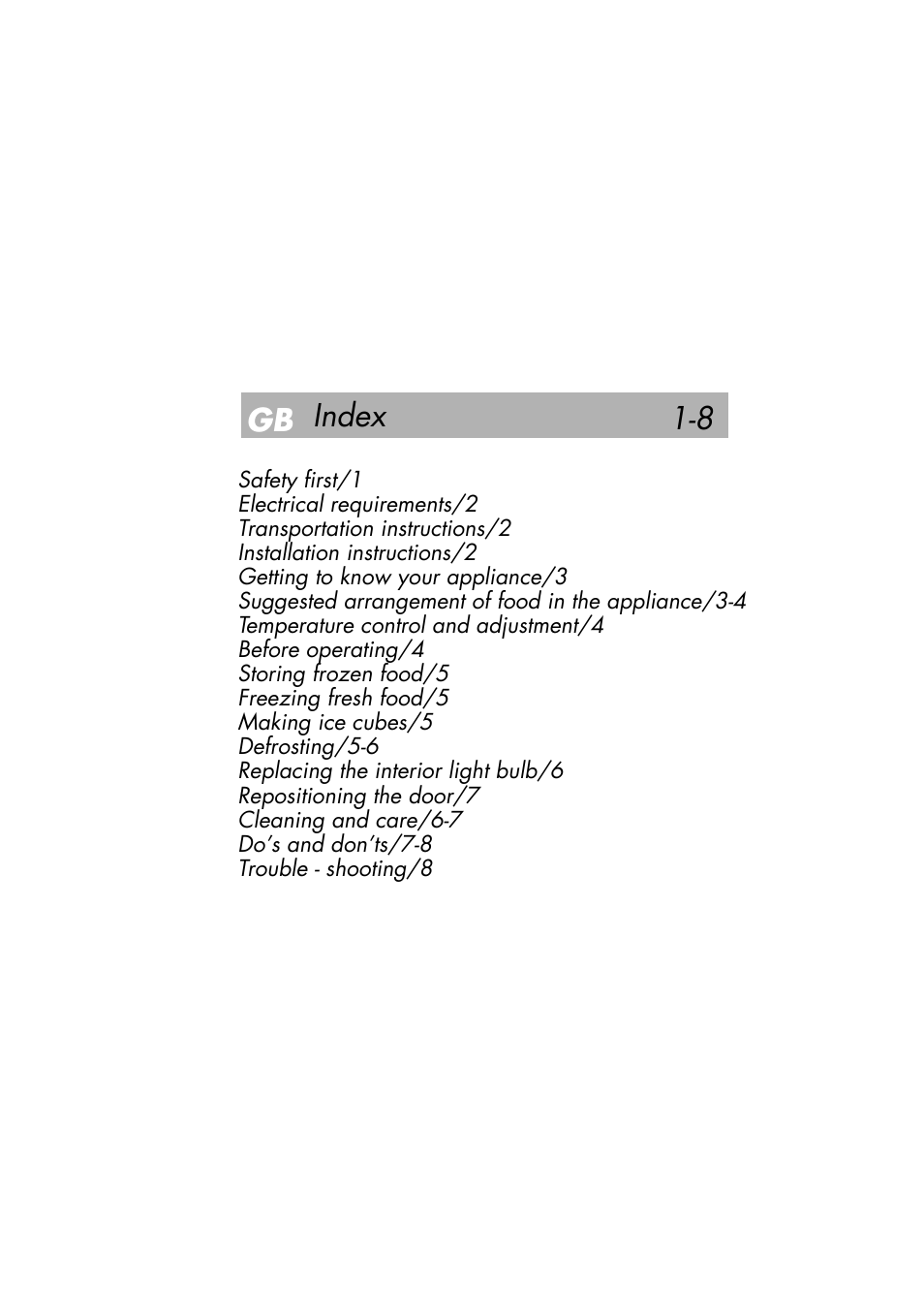 Index 1-8 gb | Beko BK 7641 T User Manual | Page 2 / 12
