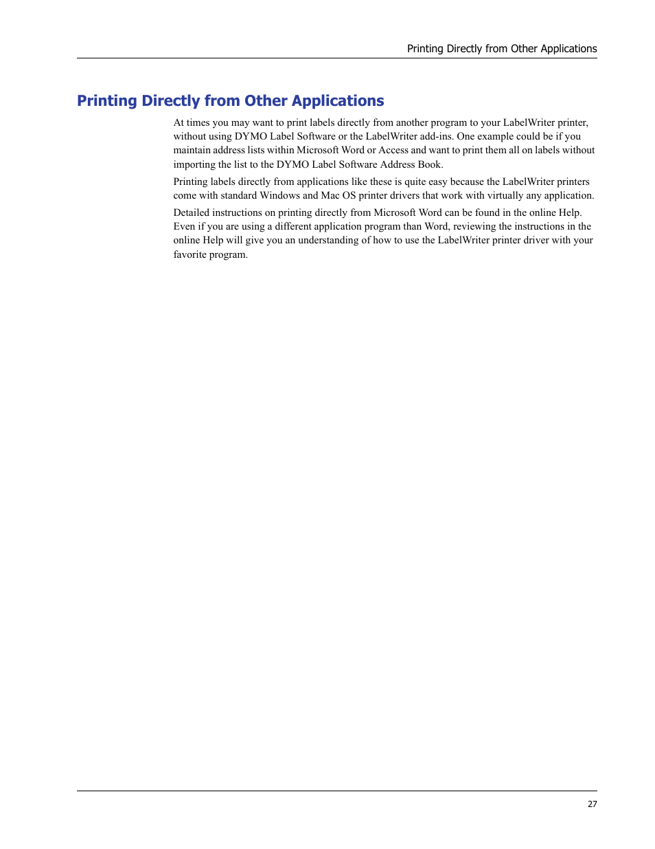 Printing directly from other applications | Dymo LabelWriter 400/400 Duo/400 Turbo/400 Twin Turbo User Manual | Page 31 / 64