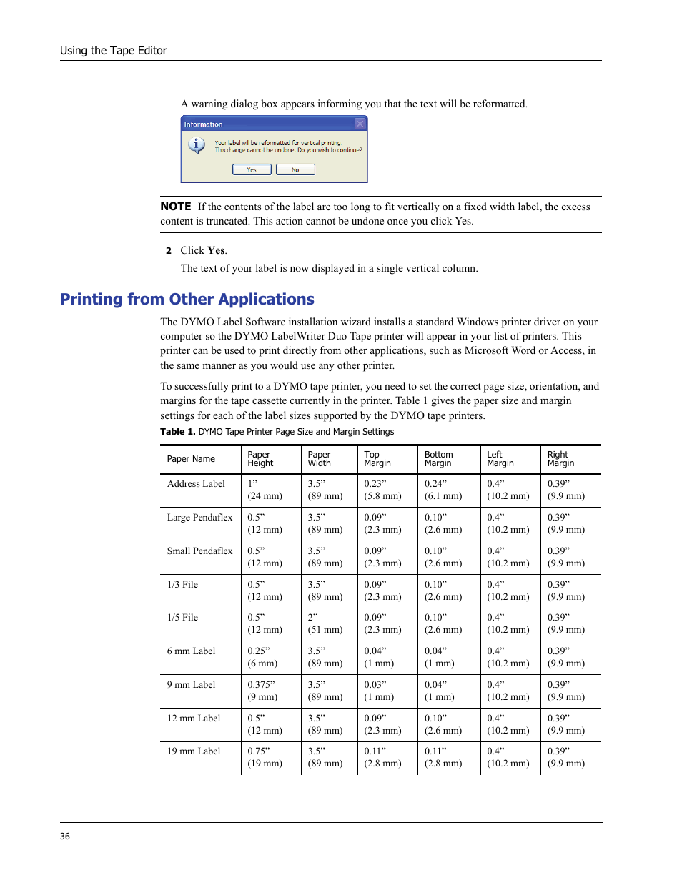 Printing from other applications | Dymo LabelWriter 400/400 Duo/400 Turbo/400 Twin Turbo User Manual | Page 40 / 64