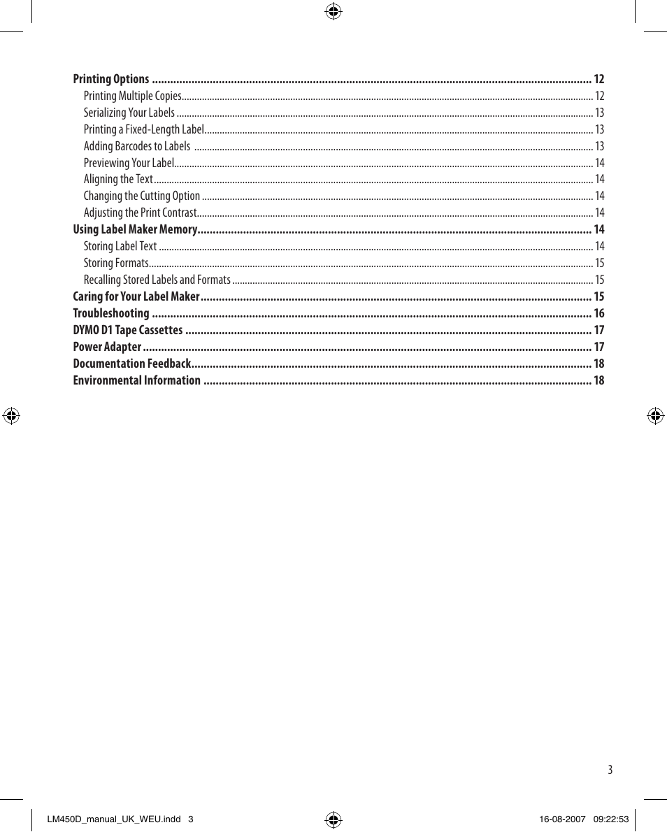 Dymo LabelManager 450D User Manual User Manual | Page 3 / 20