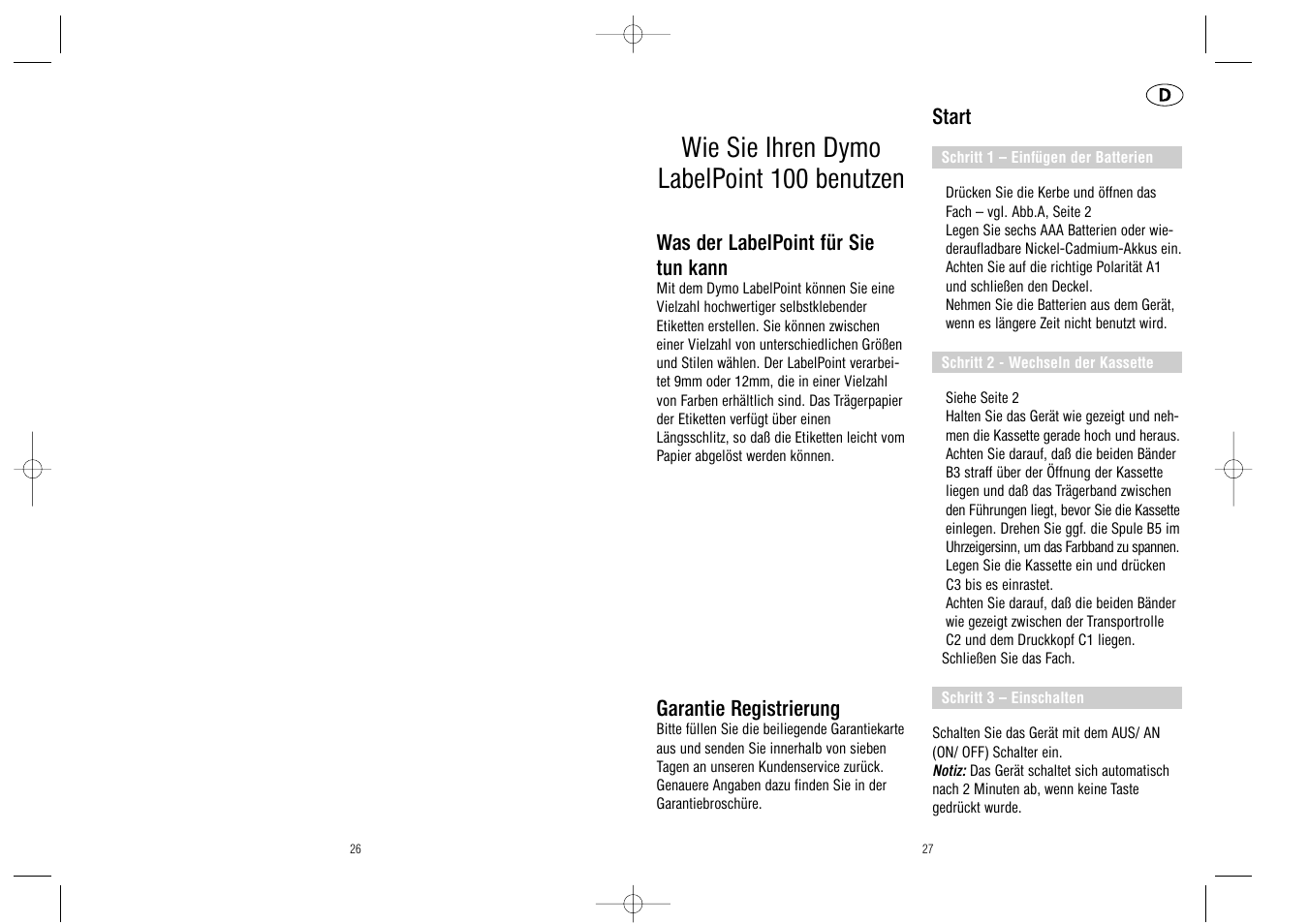 Wie sie ihren dymo labelpoint 100 benutzen | Dymo LabelPoint 100 User Manual | Page 14 / 18