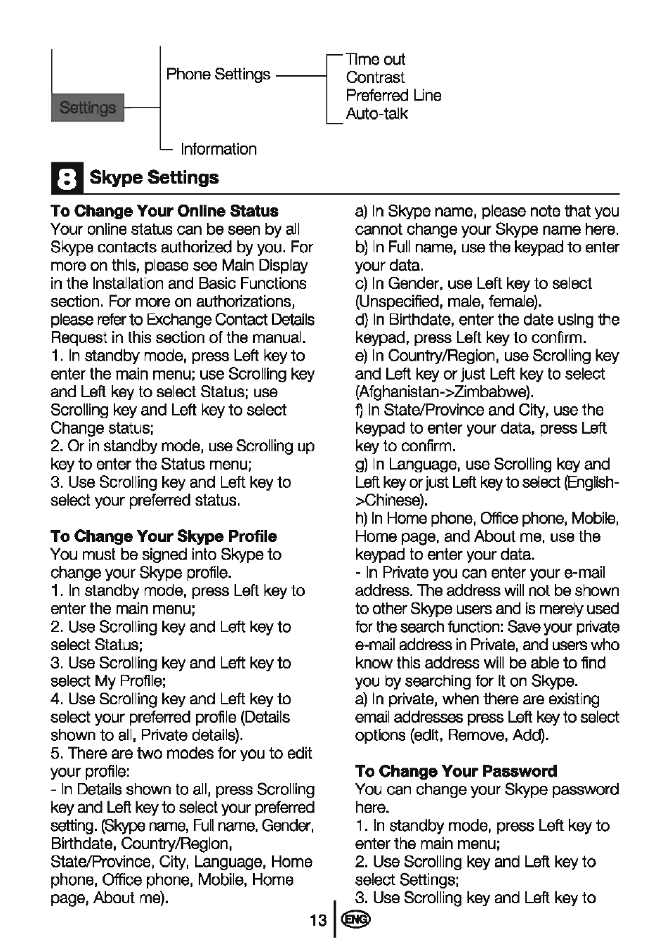 Skype settings | Beko BD-610 User Manual | Page 15 / 26