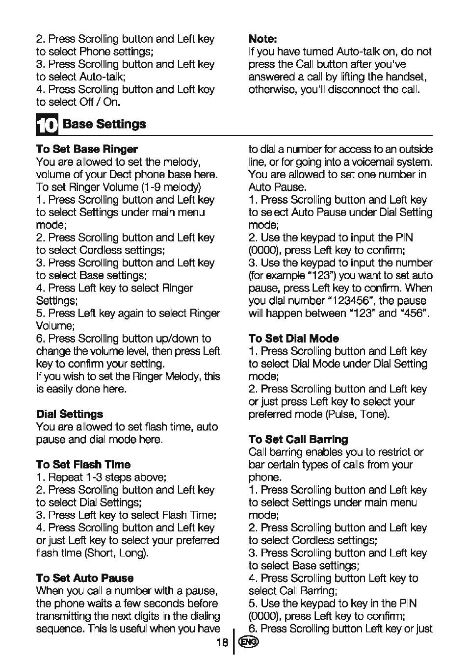 E base settings | Beko BD-610 User Manual | Page 20 / 26