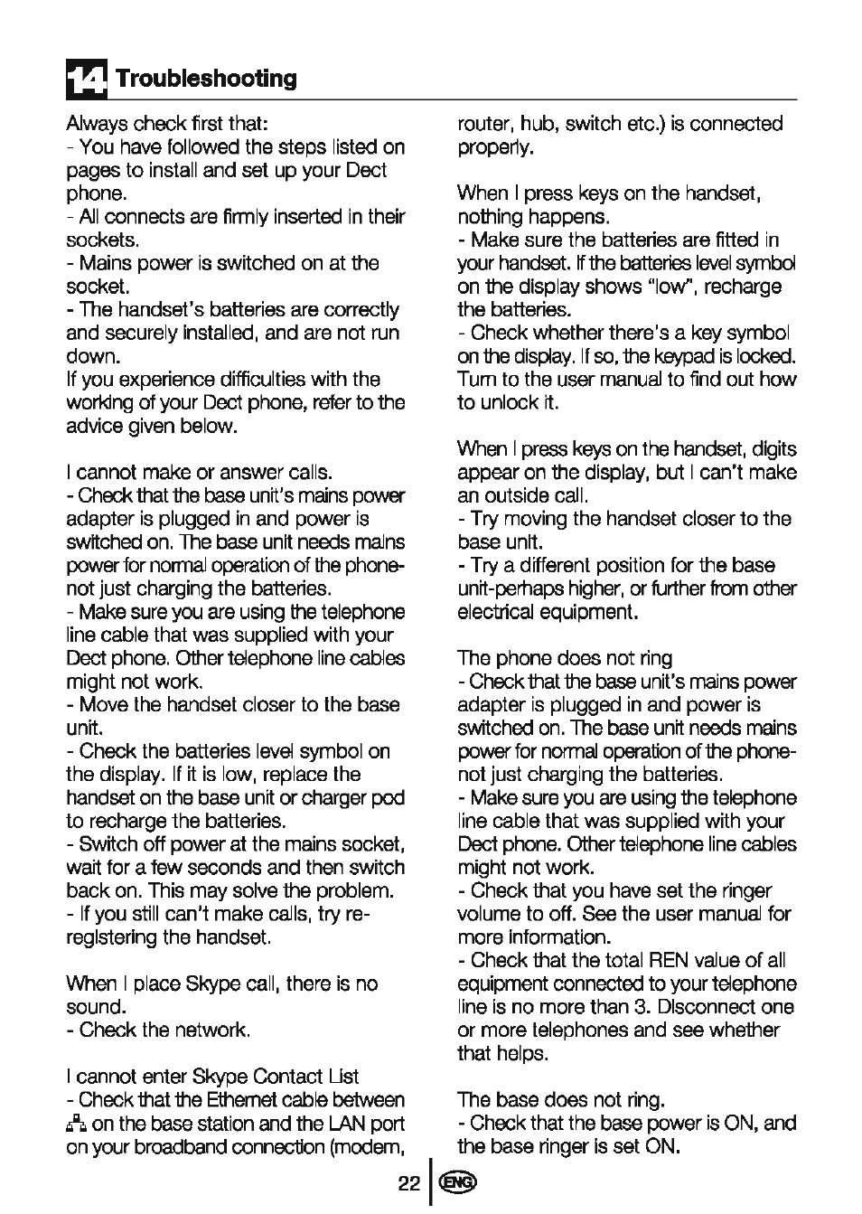 Troubleshooting | Beko BD-610 User Manual | Page 24 / 26