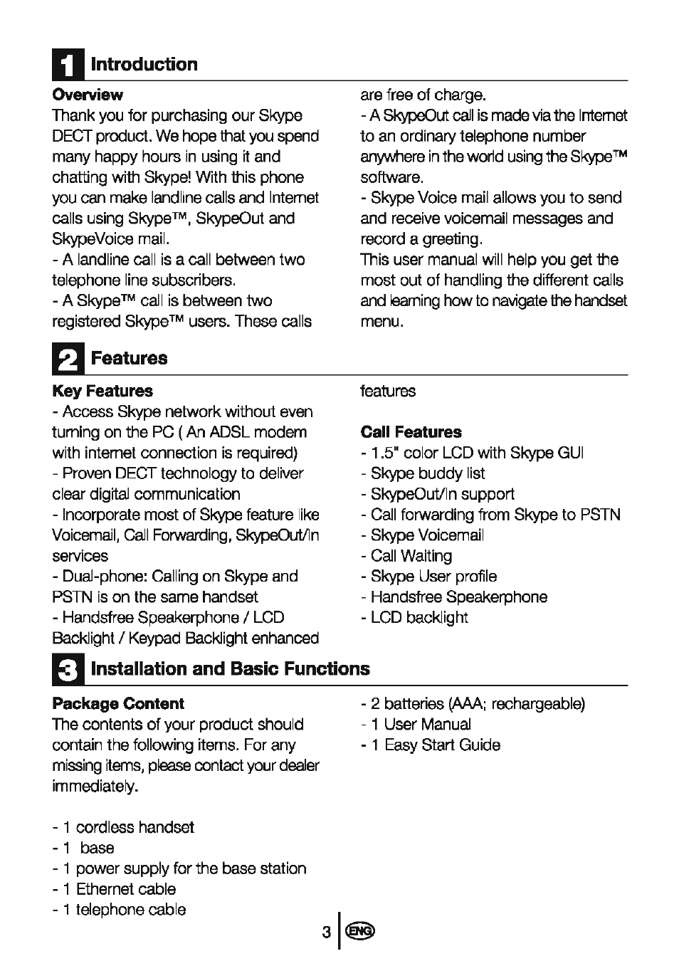 Introduction, Features, Installation and basic functions | Beko BD-610 User Manual | Page 5 / 26