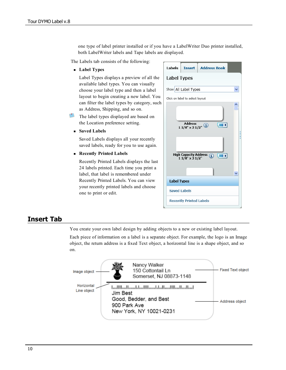 Insert tab | Dymo LabelWriter 300,310,320,330 DLS 8 User Manual | Page 18 / 122